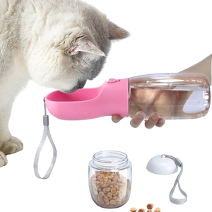 Portatile 300ml trasparente 3-in-1 cane acqua e bottiglia di cibo tazza moderna di plastica arrotondata di Design per viaggi all'aperto - Product Image 5