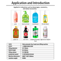 Machine de remplissage automatique à 4 buses pour pâtes, boissons et produits chimiques (miel, lait), contrôlée par PLC, haute précision 1%, 200 ml