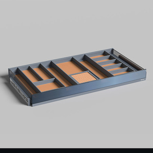 Organisateur de bijoux à tiroirs LED Cooper 600 mm en aluminium avec rails coulissants et paniers à niveaux pour le rangement des bijoux - Product Image 1