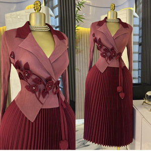 มิยากิ2025ผู้หญิงมีจีบสีพื้น, สง่างามปกลูกปัดดอกไม้ลำลองสำหรับงานเลี้ยงตอนเย็นขนาดพิเศษ - Product Image 6