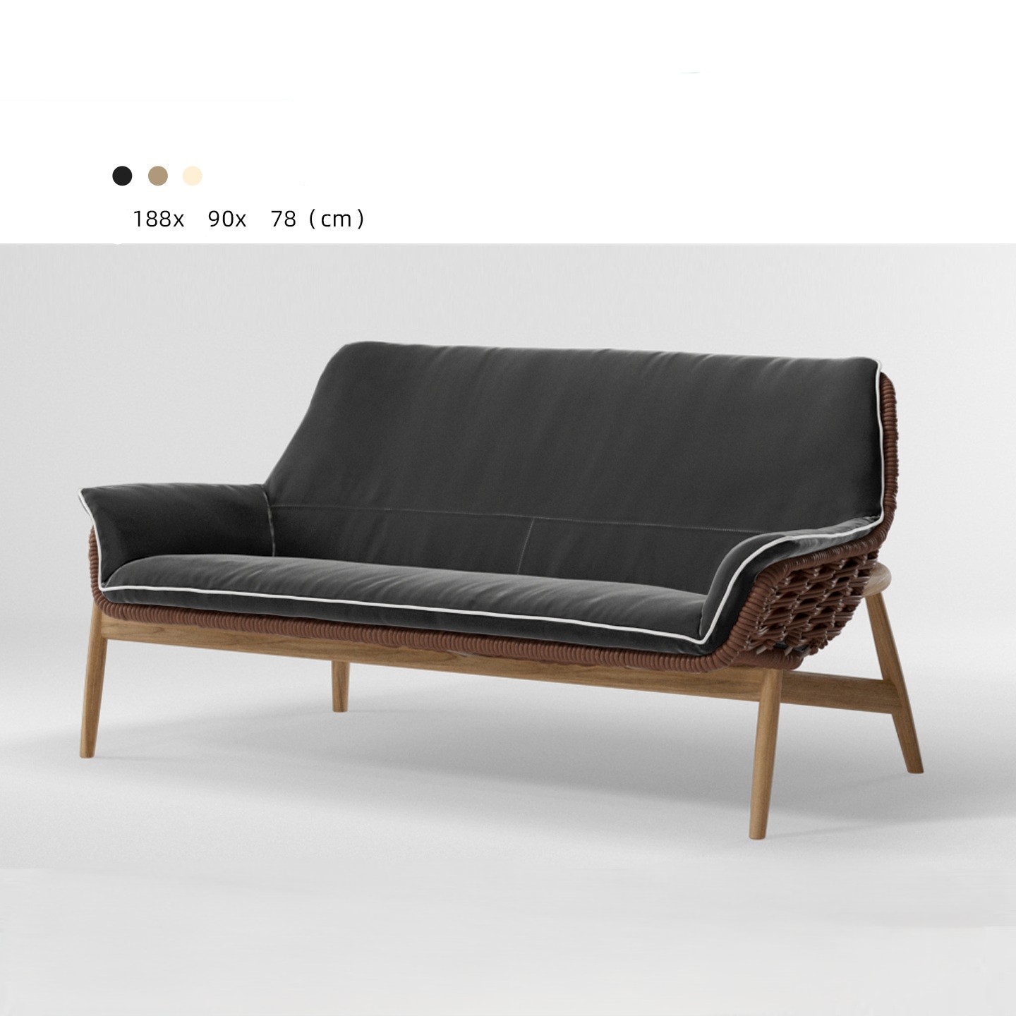 Divano a tre posti in teak importato
