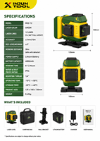 Niveau laser vert X-TOOL MX2-12 de qualité industrielle, portée de 100 pieds, 4 x 360 croisés, 16 lignes, étanche IP54, télécommande