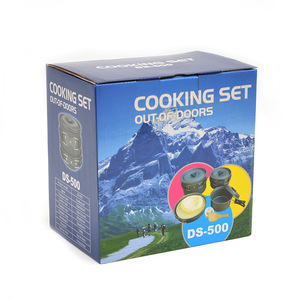 Juego de utensilios de cocina portátiles para exteriores Ds 500 de aluminio antiadherente para 5 personas, con estufa y sartenes con tapas, juego de sartenes para freír. - Product Image 5