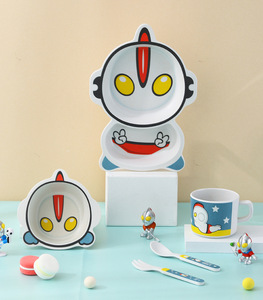 Set di stoviglie in fibra di bambù per bambini simpatico cartone animato madre Baby Design piatto da cena e ciotola per cibo con confezione regalo - Product Image 2