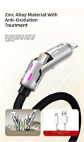Câble USB avec boîte de vente au détail, lumière RGB respirante en silicone, câble de charge rapide USB-C 240W 4 en 1 multicolore avec lumière respirante
