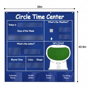 Circle Time Center Pocket Chart <b>Calendar</b> Educational Classroom Pocket Chart with Learning Shapes Colors School Office Supply - Product Image 5