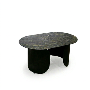 Mesa de Comedor Ovalada Moderna con Superficie de Mármol y Base de Metal, Muebles de Comedor para Casa, Villa u Hotel - Product Image 1