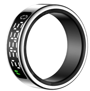Bague intelligente tactile HR017 avec écran LED blanc, contrôle gestuel pour <span class=keywords><strong>TikTok</strong></span> et photographie à distance, couleurs noir/or/argent - Product Image 1