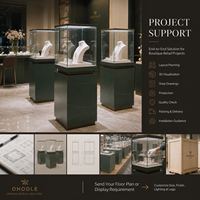 Vitrines de présentation modulaires en verre pour bijouteries de luxe écologiques personnalisées avec éclairage LED pour chaînes de magasins de détail
