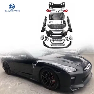 For Nissan GTR R35 2009 Old Model To New 2018 PP Bodykit Front Rear Bumpers Car Lights Air Intake Grille Side Skirts Engine Hood