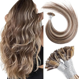 Eliysako Extensioni di Capelli Remy con Punta a K/U, 18 Pollici, 50g/Confezione, Veri Capelli Umani con Cheratina Colorati # P4/16 <span class=keywords><strong>Biondo</strong></span> <span class=keywords><strong>Chiaro</strong></span> Miscelato con Marrone Scuro - Product Image 3