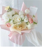 Papier d'emballage floral à petits pois imprimés, papier d'emballage pour bouquet de fleurs gaufré or, matériel pour fleuriste