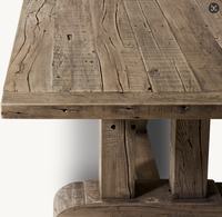Tables de salle à manger vintage de style français personnalisées Rhoohill, style américain, en chêne recyclé, table rectangulaire en bois massif rétro