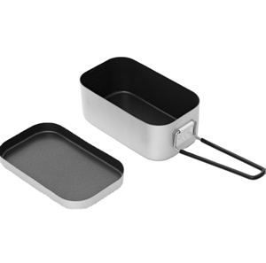 High Quality Portable Twin Colors Silver Outside Black PTFE Non-stick Coated Inside Aluminium Mess Tin Lunch <b>Box</b> - Product Image 1