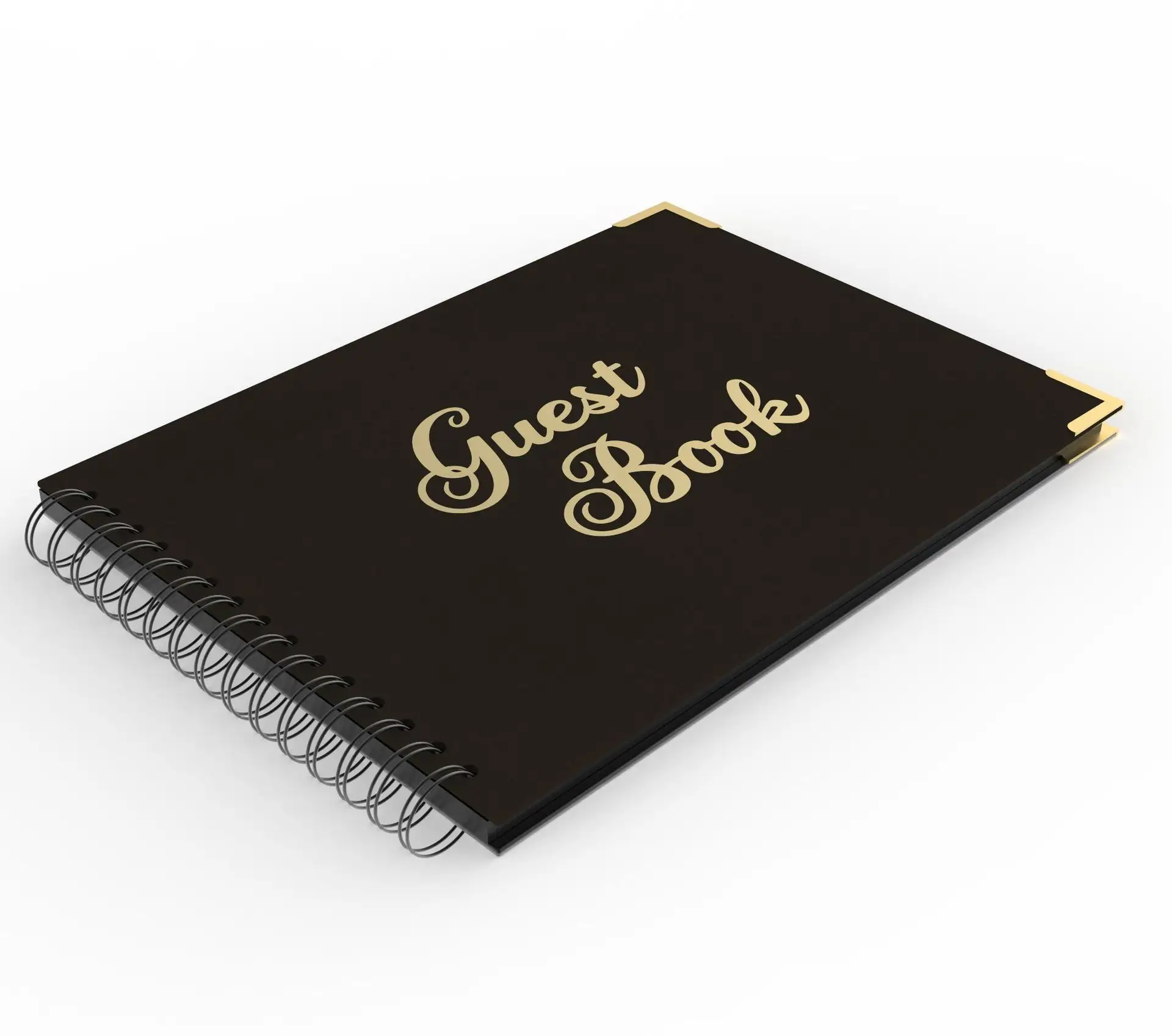 Wholesale Creative Guest Sign-in book Pasted Photo Black Card Spiral 82 pages Book Fine mounted hard cover with Ribbon Guestbook
