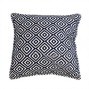 Modern Geometric Wool <b>Throw</b> Pillow Square Black <b>White</b> Woven Washable Indoor Outdoor Decorative Cushion Cover Zipper Closure - Product Image 1