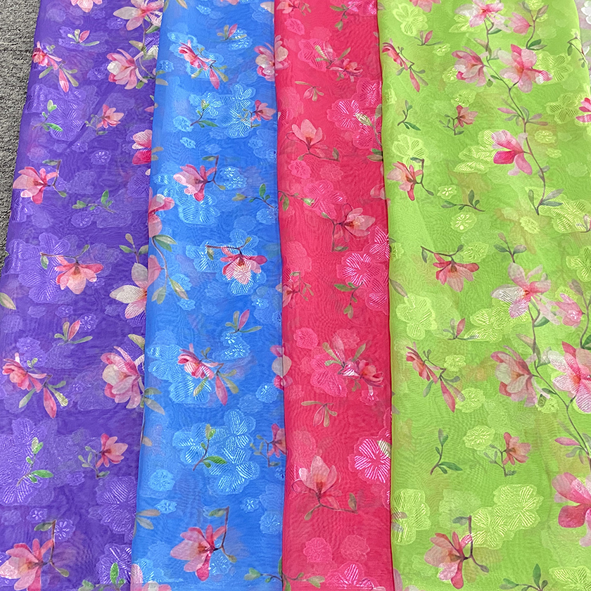 Дешевая Высококачественная сетчатая шифоновая ткань с цветочным принтом, дизайнерская кружевная Полиэстеровая ткань для женского вечернего платья, юбки