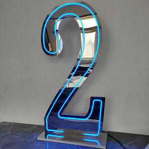 Números de espejo de plata gigante de 3 pies y 4 pies para 2 16 18 21 30 40 50 60 accesorios para eventos de fiesta de cumpleaños - Product Image 1