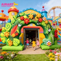 Arche de fleurs gonflable pour célébrations d'entreprise, idéale pour la décoration de devanture de magasin