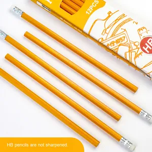 Ensemble de gomme à crayon HB jaune 2B dureté tige hexagonale spécifique à l'étudiant fabriqué à partir de plastique avec boîte jaune - Product Image 2