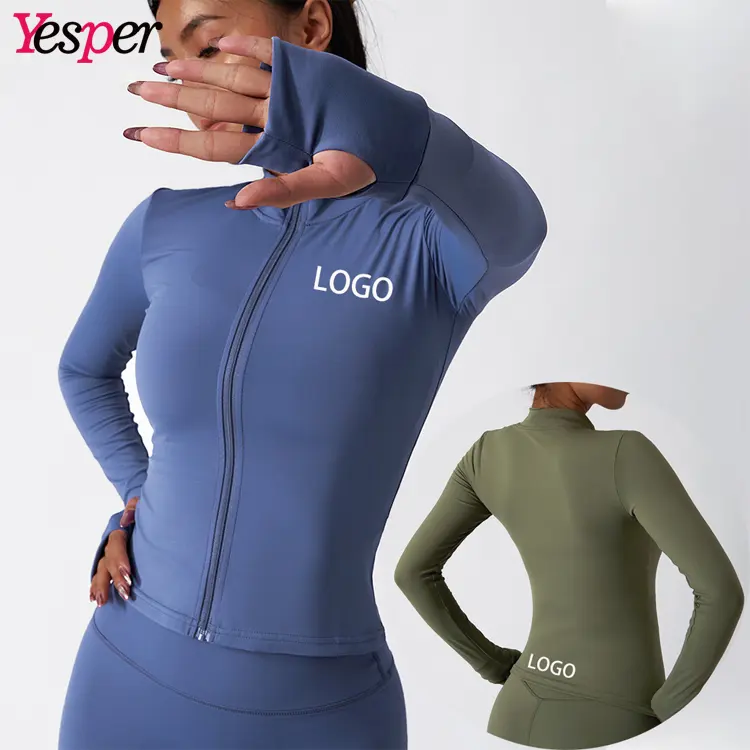 Sportswear Women Slim Fit Tight Long Sleeve Gym Tops Custom Fitness Sports Outwear Yoga Zipper Jackets