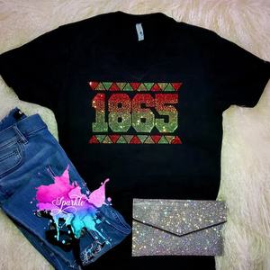 1865 Juneteenth Melanin Black History Fer sur Hotfix Transfert Bling Bling Faites vos propres T-Shirts Strass Cristal Transfert DIY - Product Image 2