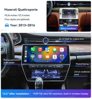 Autoradio Android 8 cœurs avec écran tactile 12,3 pouces pour Maserati Quattroporte 2013-2018, navigation GPS, Carplay, OBD2, aide au recul