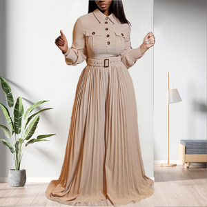 Combinaison plissée unie à manches longues pour femme – Prix de gros – Tendance mode - Product Image 2