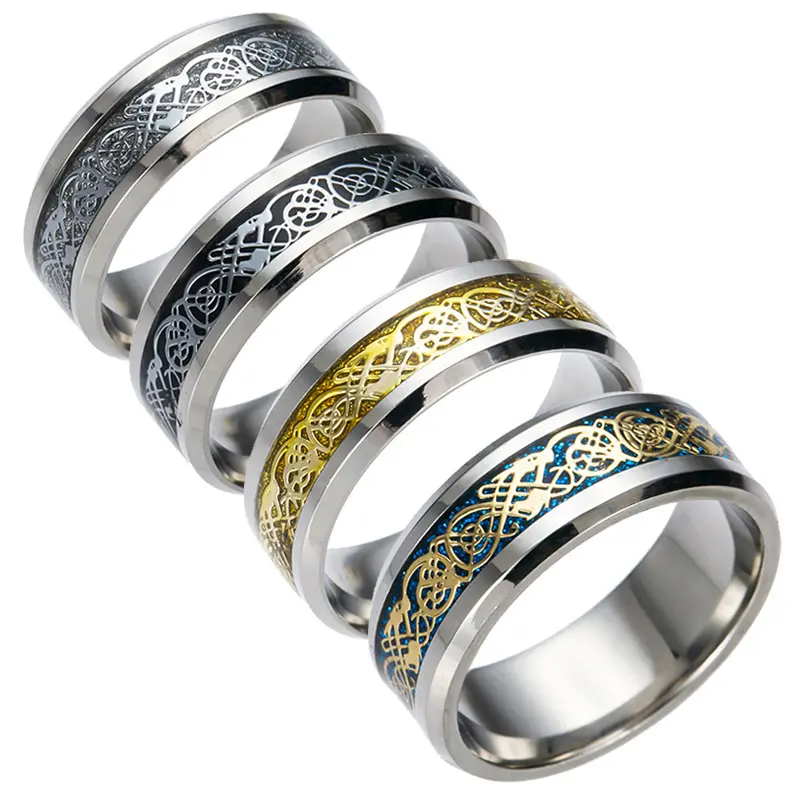 Groothandel Titanium Stalen Sieraden Dragon Ring Met Draak Patroon Rvs Ring