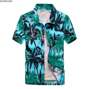 Youpin écologique. Chemise hawaïenne, à la mode pour hommes, imprimé cocotier, à manches courtes, boutons, cocotier, décontractée, en grande taille 5xl, nouvelle collection été
