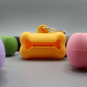 Distributeur de sacs à déjections pour animaux de compagnie, support portable en silicone en forme d'os pour sacs à crottes pour chiens, fournitures pour animaux de compagnie, bleu - Product Image 3