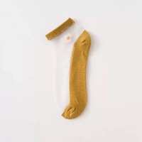 Vente en gros cristal soie coton marguerite chaussettes fines été cheville chaussettes transparentes femmes