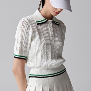 Jupes de golf et de tennis respirantes pour femmes, col en V, avec perforations et demi-plis, OEM ODM, vente en gros, vêtements de tennis pour adultes - Product Image 3