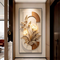 Décoration murale moderne pour la maison, art floral de luxe haut de gamme, feuille de Ginkgo, entrée, peinture décorative en porcelaine de cristal haut de gamme