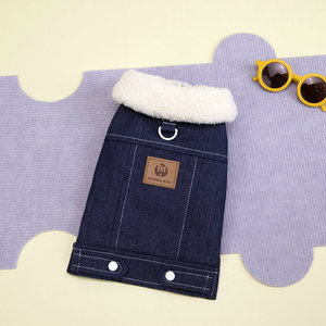 מעיל כותנה רתום החורף עבור צ 'יוואווה, פליז עבה עם תיקון ג' ינס, בגדי חיות מחמד חמים-oem/odm - Product Image 6