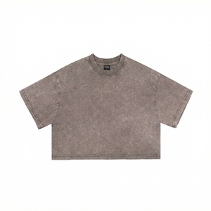 <span class=keywords><strong>T</strong></span>-<span class=keywords><strong>shirt</strong></span> court en coton 230g pour <span class=keywords><strong>femme</strong></span>, style <span class=keywords><strong>vintage</strong></span> délavé, coupe ample et douce, épaules tombantes, décolleté sexy, effet vieilli - Product Image 6