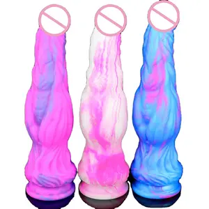 Mujeres masturbación femenina producto para adultos pene colorido juguete sexual 10 pulgadas monstruo de silicona líquida enorme consolador grande para sexo Anal Vaginal