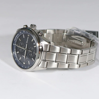 Montre à quartz pour homme avec cadran bleu, cristal saphir, style business, plongeur, triple chronographe, étanche, lumineuse, calendrier, bracelet en acier, décontractée