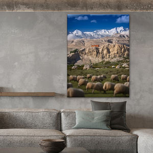 Impression sur toile du mont Kailash, Tibet, Chine, pâturage de moutons, temple de montagne, décoration murale - Product Image 3