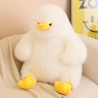 Peluche Canard Doux et Moelleux, Jaune et Blanc, Adorable Animal en Peluche pour Enfants