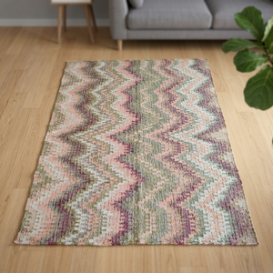 Alfombra Vintage de Diseño Geométrico, Alfombra Suave de Color Rosa Pastel, Morado y Verde, Rectangular, para Sala de Estar o Dormitorio - Product Image 4
