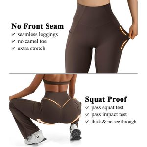 FOXA Women <b>Flared</b> Yoga Pants High Waisted Wide Leg With Pockets Workout <b>Leggings</b> - Product Image 3