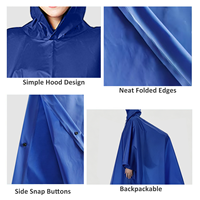 Poncho de pluie carré réutilisable, imperméable, simple, bleu marine, en EVA 100% plastique, épaisseur 390g, personnalisable avec logo et marque, avec sac de rangement.