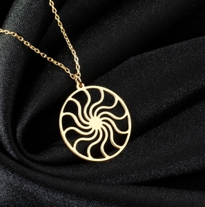 Fashionable 18k Gold Plated Spiral Sun Necklace Sun Symbol Pendant Eternal <strong>Sunshine</strong> Jewelry Spiritual Charm Boho Style <strong>Gift</strong> - Product Image 1