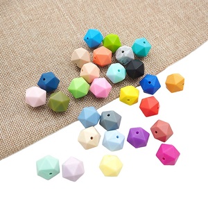 Cadena para chupete de dentición para bebé, juguete masticable de gran calidad, sin BPA, DIY, 14mm, icosaedro suelto a granel, cuentas de silicona - Product Image 3