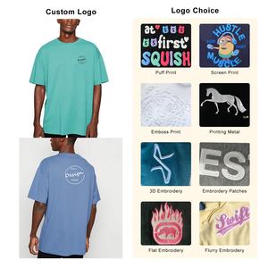 Gran oferta, Camiseta básica de algodón para hombre, estampado personalizado, hombros caídos sueltos, cuello acanalado elástico grueso, diseño informal liso - Product Image 3