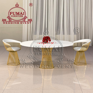 Usine Foshan Hôtel moderne Base de nid d'or Tables de salle à manger rondes en acier inoxydable de mariage pour l'extérieur - Product Image 5