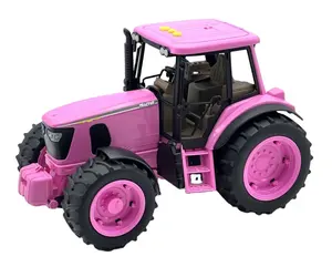 Model mobil petani bulldoser 1/14 mainan kendaraan plastik Slide dengan lampu mainan truk model alloy pull back untuk hadiah anak perempuan