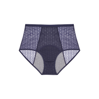 Braguitas Hipster para Mujer, Ligeras, Delgadas, de Cintura Alta, a Prueba de Fugas, Sólidas, Sexys, Transpirables, Antibacterianas, con Logotipo en la Cintura, para la Menstruación, Tallas Grandes