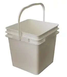 2.1-4加仑白色塑料方形桶开头EZ盖，带实心撕裂条